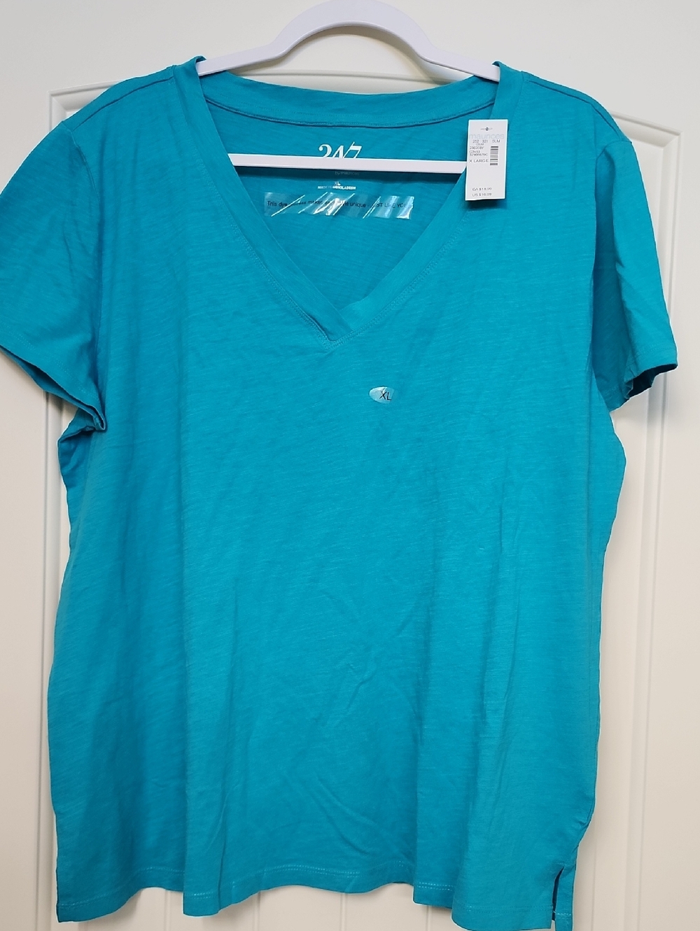 Women's V-Neck Tee by 24/7 - Aqua Blue